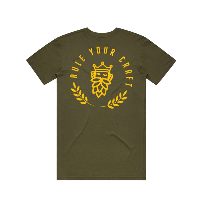 Noble Barons Brew Crew Tshirt Army Colour with yellow rule your craft stamp